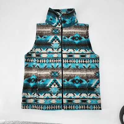 Vest Jacket Mens S Fleece Full Zip Pockets Moose Bears Novelty Tribal • $18