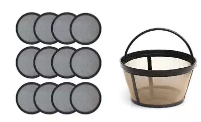 (12) Water Filter Disks For Mr. Coffee Machines + Reusable Basket Coffee Filter  • $10.99