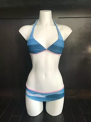 Aaron Chang Stripe Wave Photo Print Reversible Halter Bikini Small Or Medium • $100