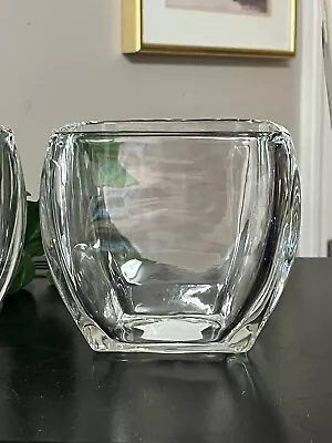 One Square Glass Candle Holders 4.5” Vase Contoured Rounded Edges • $5