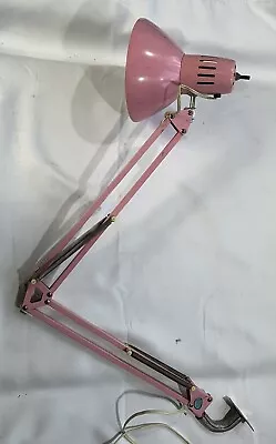 Vintage Articulating Arm Used Drafting Desk Lamp Mod Ledu LUXO PINK MCM W/Base • $19