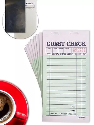 . 10 Books 2 Part Guest Check Pads Green & White With Carbon Paper Guest Chec... • $24.05