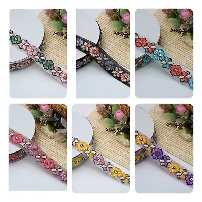 2.5 Cm Wide 2 Yards Fine Embroidered Lace Trim Craft Sew On Ribbon Decorative • £5.81