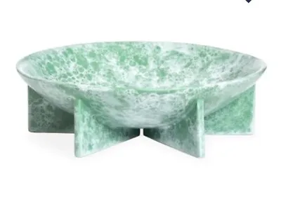 JONATHAN ADLER Low Green White Marble Ceramic Berlin Bowl Art Deco Table Decor • $350