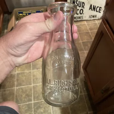 $19.99 • Buy Rare J.L. Richissin Embossed Pint Milk Bottle Coshocton Ohio OH