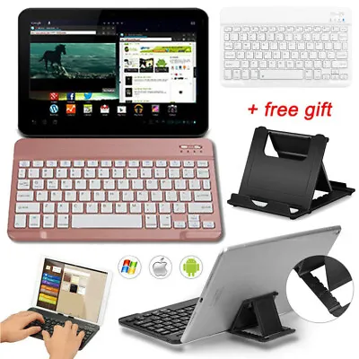 UK Rose Gold Bluetooth Wireless Keyboard For IPad Samsung IOS/Android Tablet PC • £15.99