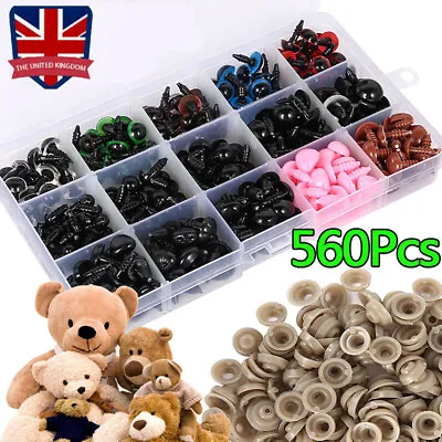 560Pcs For Soft Toys Teddy Bear Doll Making Craft Safety Noses Eyes And Washers • £6.69