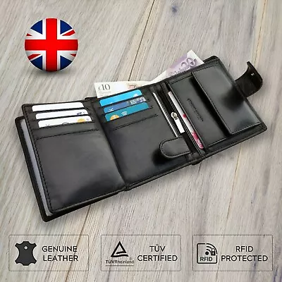 Mens Designer RFID Blocking Zipped - Coin Pocket Premium Leather Pouch Wallet • £24.99