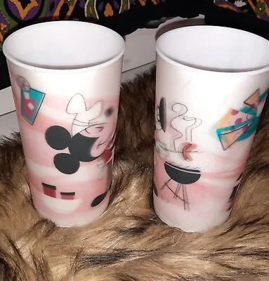 Rare/New Vintage Set Of 2 Disney MICKEY MOUSE Cook-Out 12oz. Plastic Tumblers • $20