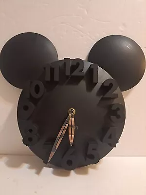 Disney's Mickey Mouse Ears Wall Clock Black Plastic Meidi Analog Clock • $24.89