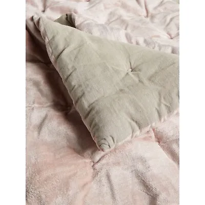 NEW John Lewis Quilted Velvet Bedspread Throw Blanket Plaster Pink 260cm X 250cm • £180