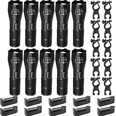 10 Sets Super Bright 90000LM T6 LED Flashlight Tactical High Powered Torch Zoom • $42.99