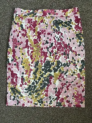 M&S Pink Patterned Pencil Skirt Work Size 8 Great Condition Lined Back Zip • £8