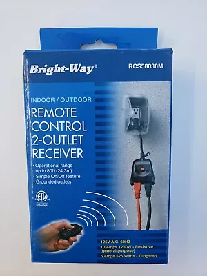 Bright Way 2 Outlet Wireless Remote Control 80 Ft INDOOR Outdoor FREE Shipping  • $19.75