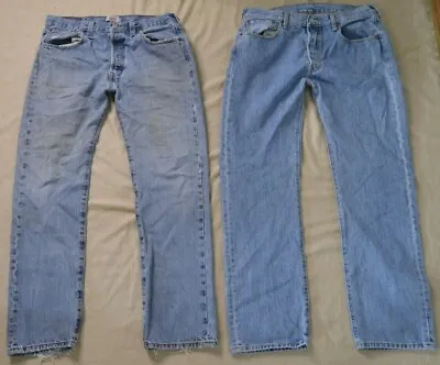 Lot Of 2 Levis 501 Blue Denim Jeans Men's Straight Leg Button Fly 34x32  • $49.90