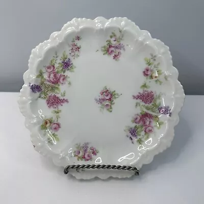 ANTIQUE MZ Austria Porcelain Plate Roses Floral Moritz Zdekauer 6.5” Victorian • $24