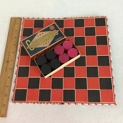 Vintage Small Checkers Game With Wooden Pieces • $7.99