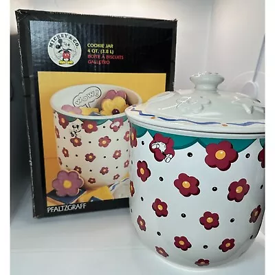 Pfaltzgraff Disney Mickey Minnie Mouse & Co Floral 4 QT Canister Cookie Jar • $58