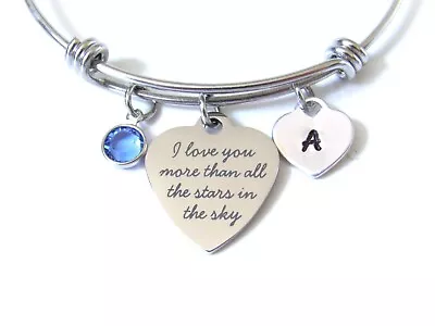 I Love You More Than All The Stars In The Sky Bracelet With Initial & Birthstone • $24