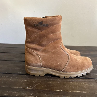 $29.99 • Buy Explorers Women's Leather Winter Boots Size 10 Brown Made In Spain Fleece Lined