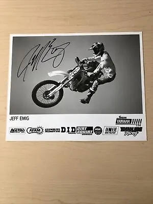 Jeff Emig Motocross Autographed Signed B&W Glossy Photo Team Yamaha - Vintage • $80