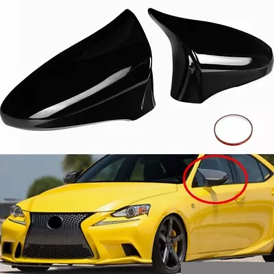 Pair Side Mirrors Cover Caps Black For Lexus IS200 IS250 IS300 IS350 2014-2020 • $38.69