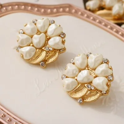Vintage Lily Flower Pearl Brooch Earring Woman Party Lily Of The Valley Flower • $6.29
