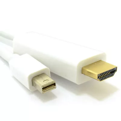2m Mini DisplayPort/Thunderbolt Mac Laptop To HDMI Cable Monitor/TV Video+Audio • £5.81