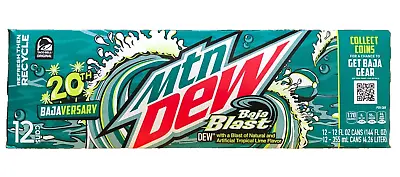 Limited Taco Bell 20th Bajaversary Mtn Dew Baja Blast Flavor 12 Pack 12floz Cans • $29.99