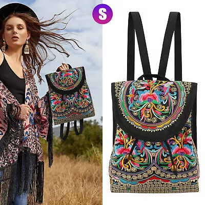 Handmade Vintage Ethnic Embroidered Flower Backpack Women Shoulder Handbags Bag • $13.48