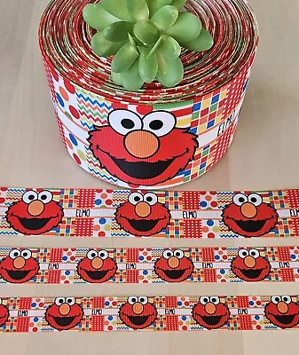 7/8 1 1.5 & 3  (1 YD) Elmo Grosgrain Ribbon Sesame Street Elmo's World • $1.35