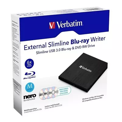 *NEW* Verbatim External Slimline USB 3.0 Blu-ray & DVD RW Writer | FREE POSTAGE • $129.99