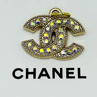 CHANEL Vintage Necklace Charm Parts Gold Stone 22 × 15mm With Engraving • $39.99