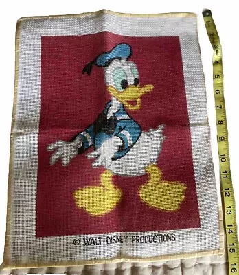 Vintage Needlepoint Canvas Disney Donald Duck Figure 11  X 8  • $98