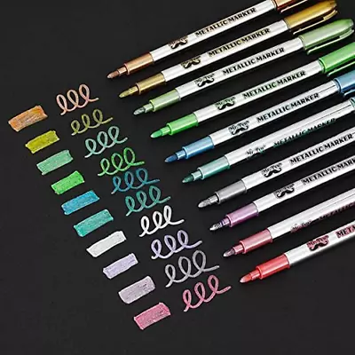 Paint Pen Gold Silver Metallic Permanent Acrylic Markers Set For Fabric Glass • $9.99