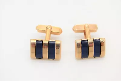 Vtg Swank Gold Tone Cufflinks W/Blue Transparent Bands • $7.99