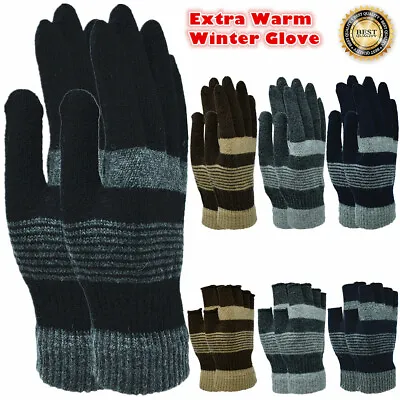 Mens Women Winter Gloves Warm Knitted Magic Fingerless Half Finger Mitten Strech • $6.99