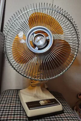 Galaxy 12  Fan Amber Brown Blades 3 Speed Oscillating Type 12-1 Style K1-CR Vtg • $33.75