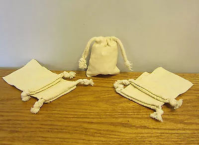 8 New Cotton Muslin Bags With Drawstrings 3  By 4  Bath Soap Herbs Quality Bag • $5.94