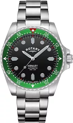 Rotary Men's Henley Automatic Watch With Silver Strap And Green Dial GB05136/71 • £149.99