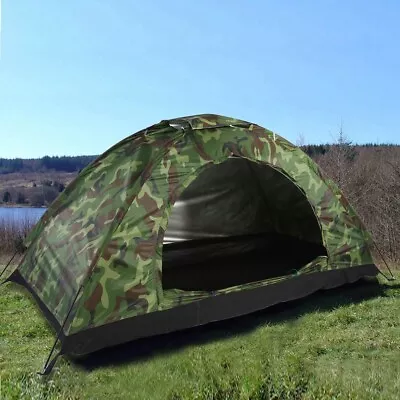 Camouflage UV Protection Tent One Man Person Travel Tent Hiking Shelter UK • £17.42