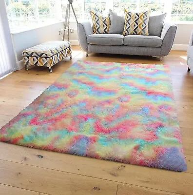 Thick Large Anti Slip Shaggy Rugs Soft Fluffy Rug Living Room Bedroom Carpet Mat • £8.99