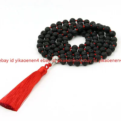 £11.99 • Buy Tibet Buddhist Black Volcano Stone 108 Prayer Beads Mala Necklace--6/8/10mm
