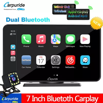 Carpuride Portable Wireless Apple CarPlay Car Stereo Touch Screen Monitor Camera • $427.89