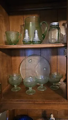 Depression Vaseline Uranium Vintage Glassware Green • $76