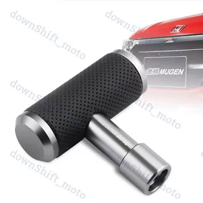 MUGEN Leather Car Shift Knob Aircraft Joystick Transmission Racing Gear Silver • $13.88