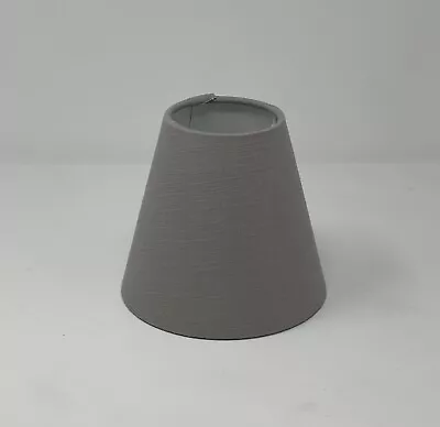 Lampshade Grey Textured 100% Linen Small Candle Clip Tapered Light Shade • £21.45