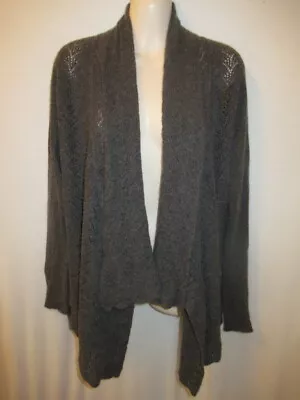 100% Cashmere Pointelle Darker Gray Open Front Cardigan May Fit XS • $22.95