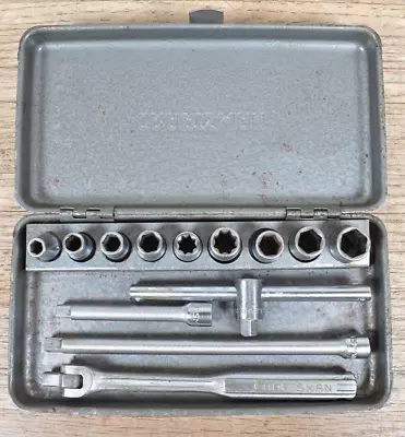 Vtg CRAFTSMAN V-Series 1/4  Drive SAE Socket Set In Original Metal Box • £66.53