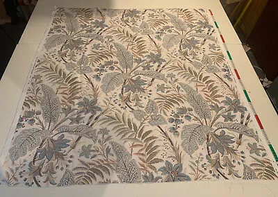 1.56m 156cm “Paisley Leaf” COLEFAX And FOWLER Linen Fabric Old Blue NEW £112 RRP • £70